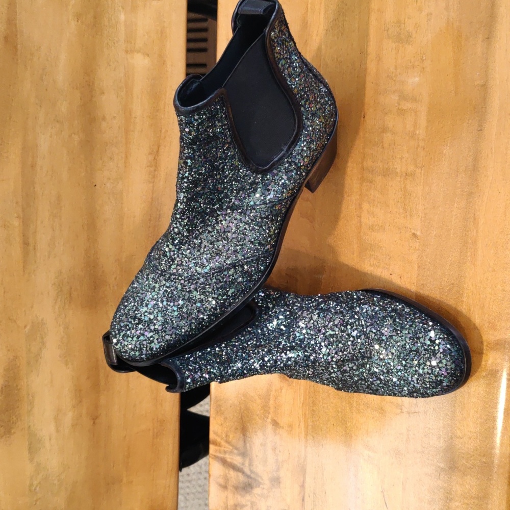 Zadig & Voltaire boots size 38eu/7.5 us Rn116202 blue silver and black glitter - Picture 1 of 11